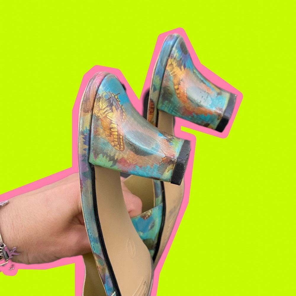 Y2K Hologram Butterfly and Sunflower Mules - Picture 2 of 3